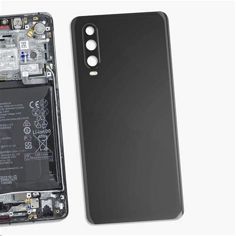 Clappio Vitre Arrière pour Huawei P30 avec Lentille Caméra Noir Cache