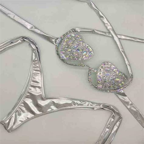 Vacation Sexy Women Bikini Set Diamond Swimwear Bling Stones Bathing Suit Beachwear Biquini