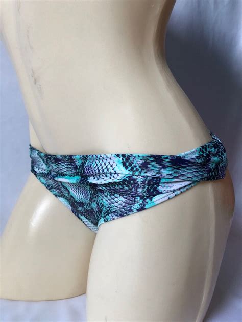 Mar By Vix Mid Rise Fold Over Waistband Bikini Bottom Snake Print Ebay