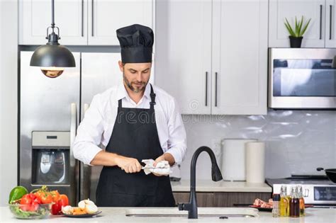 Chef Mature Man Cook Wear Apron In Kitchen Handsome Man Preparing Food In Kitchen Guy Cooking