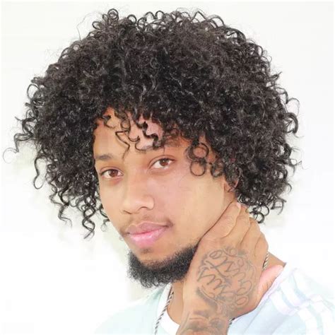 Peruca Wig Masculina Curta Cacheada Afro Fibra Sintética