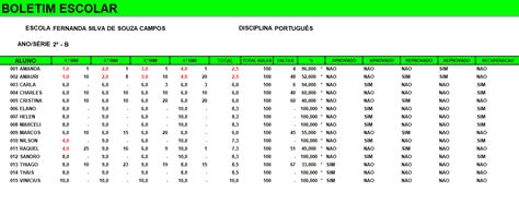 Boletim Escolar Excel Gr Tis Smart Planilhas