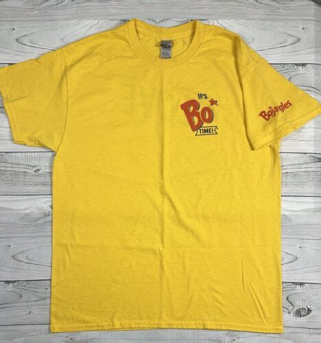 Bojangles Its Bo Time T Shirt Mens Large Yellow Crew Employee Uniform