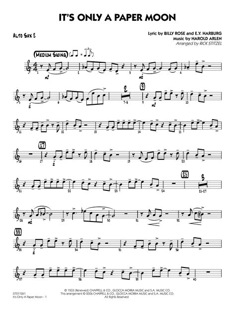 It S Only A Paper Moon Arr Rick Stitzel Alto Sax 2 By Billy Rose