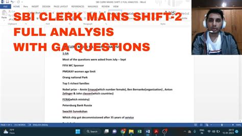 Sbi Clerk Mains Shift Self Given Analysis Most Ga Questions Covered