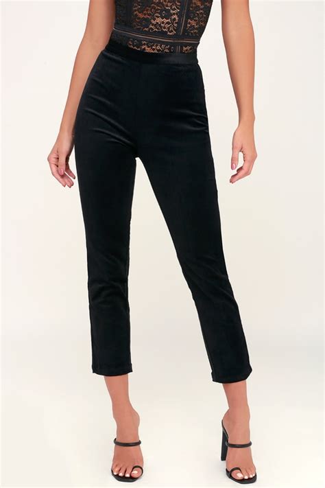 Rad Black Velvet Pants Velvet High Waisted Pants Velvet Pants