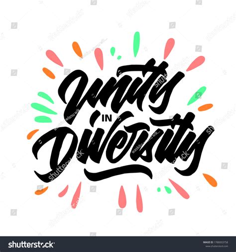 Vektor Stok Unity Diversity Hand Lettering Brush Calligraphy Tanpa