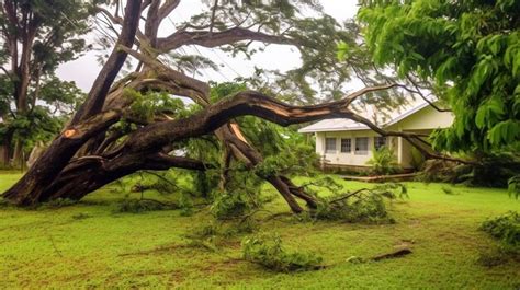 Premium Ai Image Fallen Down Big Tree Caused Damage Of Yard Fence