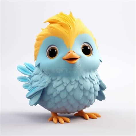Charming Cartoon Bird With Detailed 3d Clay Render Stock Illustration
