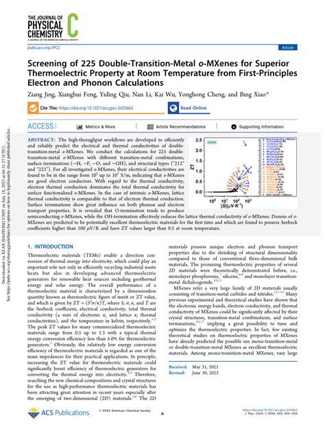 PDF Screening Of 225 Double Transition Metal O MXenes For Superior