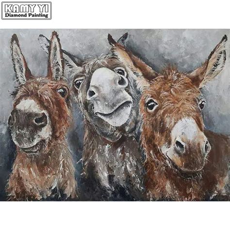 Kamy Yi 5d Diy Diamond Painting Embroidery Animal Donkey Full Square