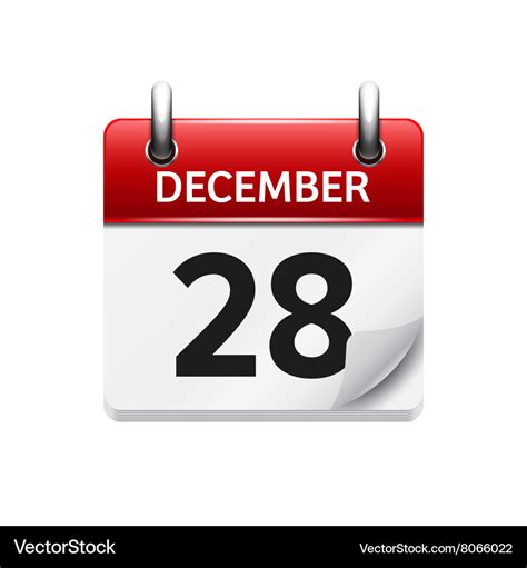 December 28 flat daily calendar icon Royalty Free Vector