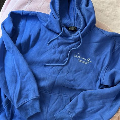 White Fox Hoodie Royal Blue No Writing On The Back Depop