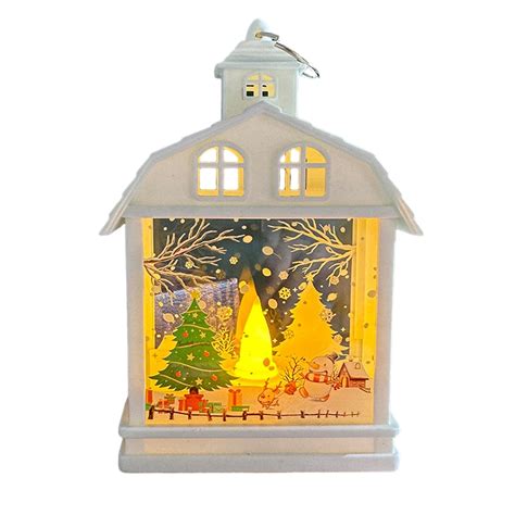 Temacd Christmas Lantern Snowman Santa Claus Elk Patterns Led Candle