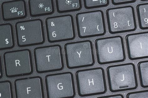 R T Y U Keys On A Black Laptop Keyboard Stock Image Image Of Laptop