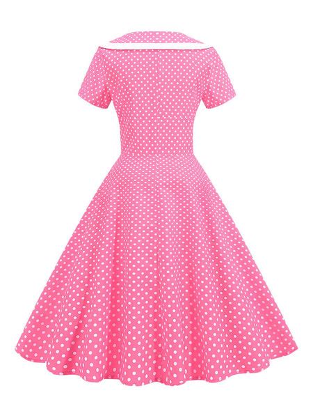 1950s V Neck Polka Dots Swing Dress Retro Stage