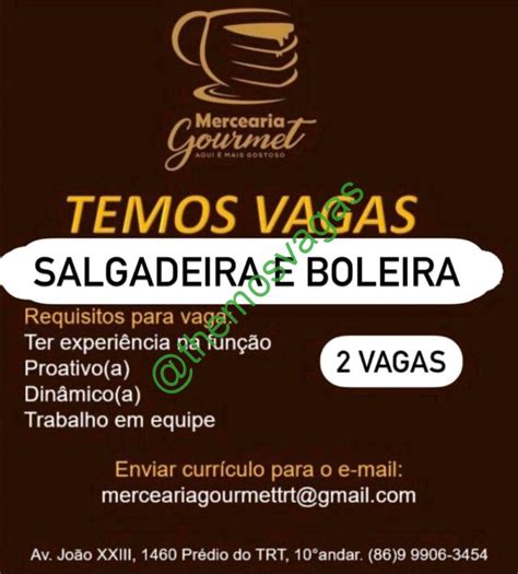 Salgadeira Teresina PI 02 Vaga S Themos Vagas Empregos E