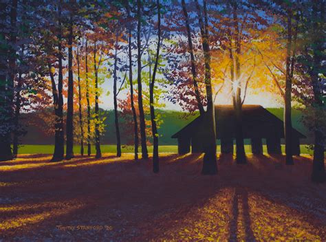 Fall Forest Pavilion Painting Bucks County Landscape Realism