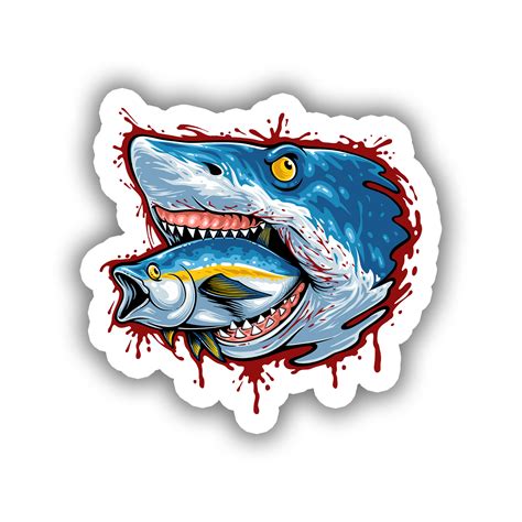 Acıkmış Köpek Balığı Sticker Telefon Laptop Defter Sticker Shark