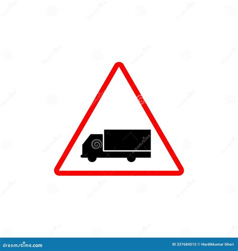 Truck Warning Sign Icon Set. Notice for Areas with Truck Traffic and
