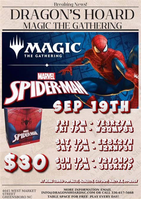 Spider-Man Magic the Gathering at Dragons Hoard, 4645 W. Market Street