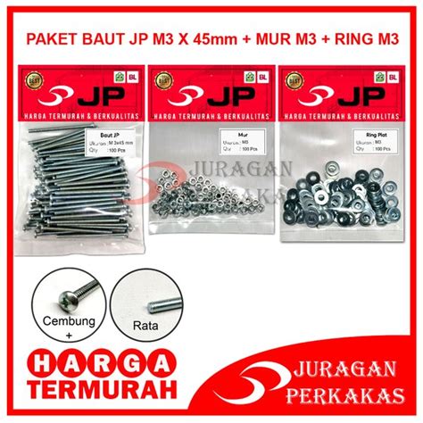 Jual Paket Set Jp M X Baut Mur Ring Plat M X Mur M Isi