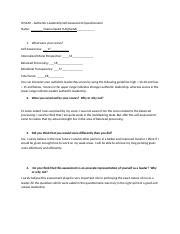 Scs Authentic Leadership Self Assessment Quesionnaire Worksheet Due