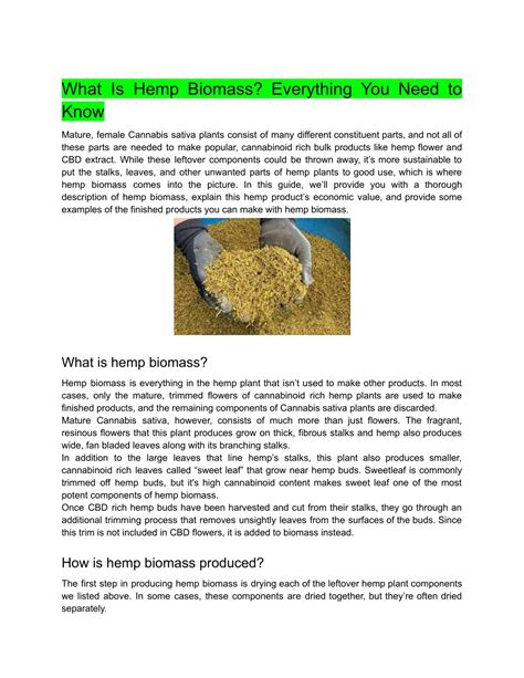 Ppt What Is Hemp Biomass Everything You Need To Know Powerpoint