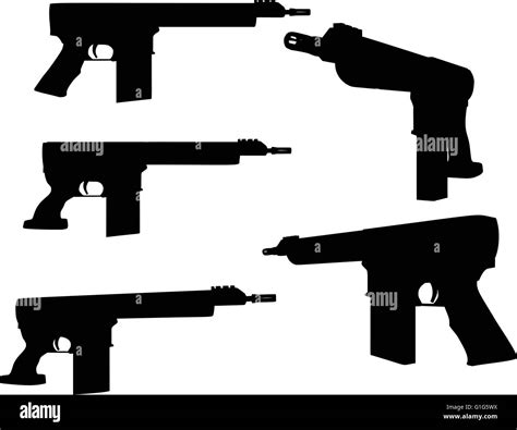 Schusswaffe Silhouette Isoliert Auf Wei Em Hintergrund Stock