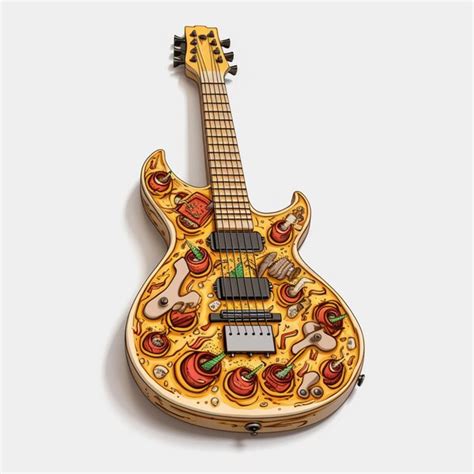 premium ai image    guitar shaped   pizza   guitar