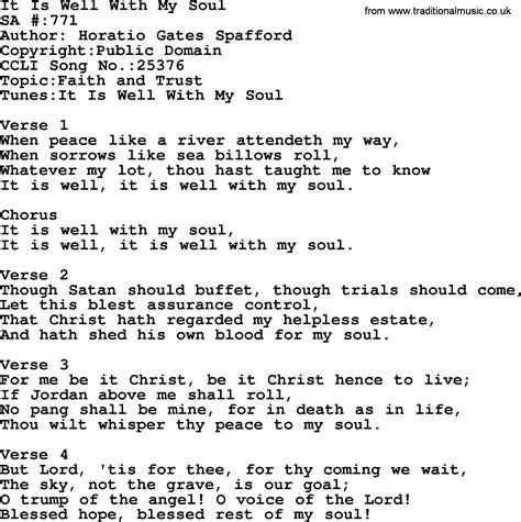 Salvation Army Hymnal Song It Is Well With My Soul With Lyrics And Pdf