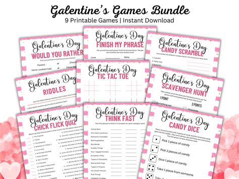 Printable Galentines Games Bundle Adult Party Games Galentines Party