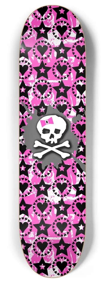 Pink Bow Skull Inch Skateboard Deck Inch Skateboard Deck By