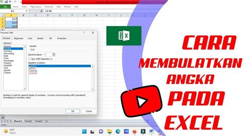 Cara Membulatkan Angka Pada Excel Youtube