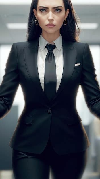 Premium AI Image | A woman in a suit with a tie that says'women in black