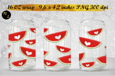 Watermelon Glass Can Wrap Png Oz Png Graphic By Daryaboska