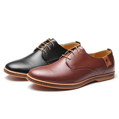 Fashion Men Business Casual Leather Shoes Flat Oxfords Loafer Lace Up