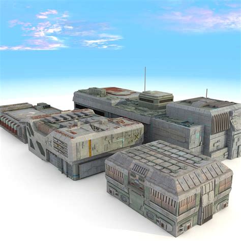 Sci Fi City Futuristic Buildings D Model Max Fbx Free D