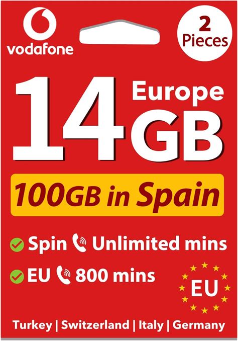 Amazon Pack Vodafone Europe Prepaid Sim Card Gb Data Min