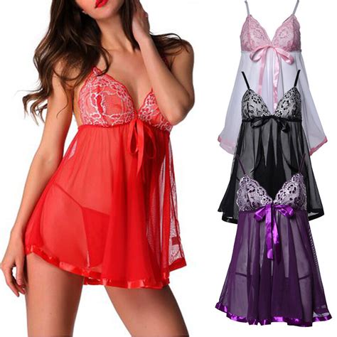 Plus Size Sexy Lingerie Women S Lace Babydoll Sleepwear Chemise Underwear Outfit EBay