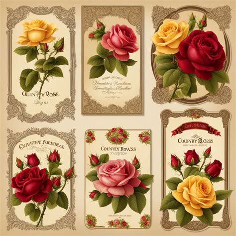 Create a set of vintage old country roses labels by Trudy Huddleston ...