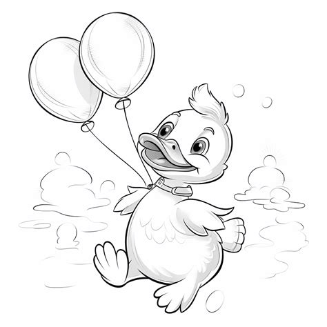 Ente Fliegt Mit Ballon Happycoloring Net