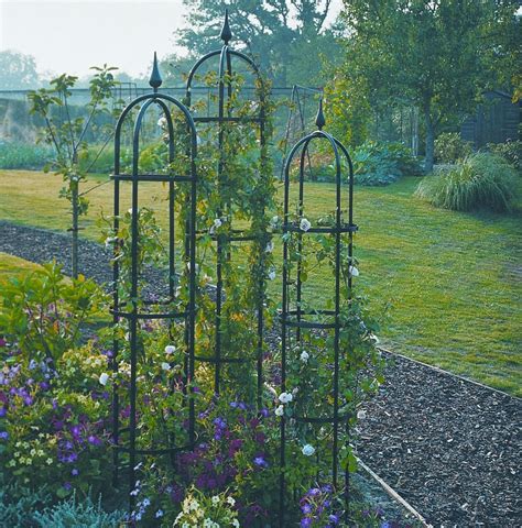 Pair Of Large 2 4m Agriframes Black Metal Garden Obelisks Climbing