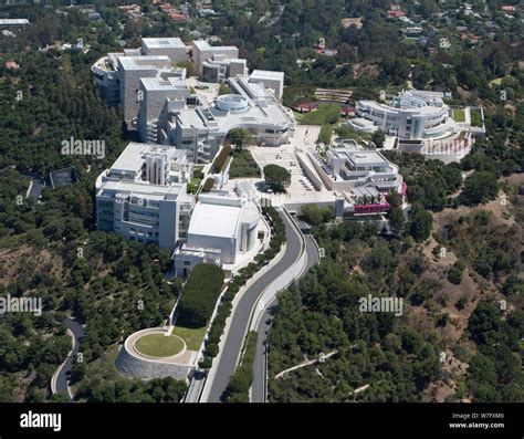 Aerial view of the J. Paul Getty Museum of Art in Los Angeles ...