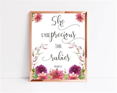 She Is More Precious Than Rubies Printable Proverbs 3 15 Etsy