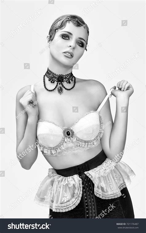 Portrait Elegant Blonde Retro Woman Beautiful Stock Photo