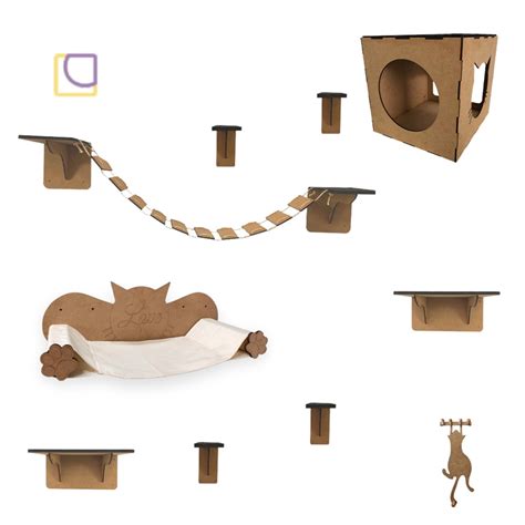 Kit Playground De Gato 9 Pcs Nicho Ponte Prateleira Degrau em Promoção