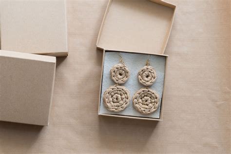 Nude Handmade Earrings Beige Crochet Earrings Modern Nude Earrings Handmade Earrings