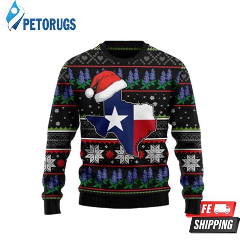 Texas Bluebonnet Ugly Christmas Sweaters Peto Rugs