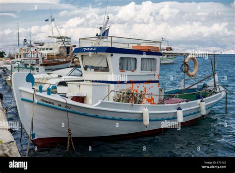 Old Colorful Wooden Greek Fishing Boat Imeroli Corfu Stock Photo Alamy